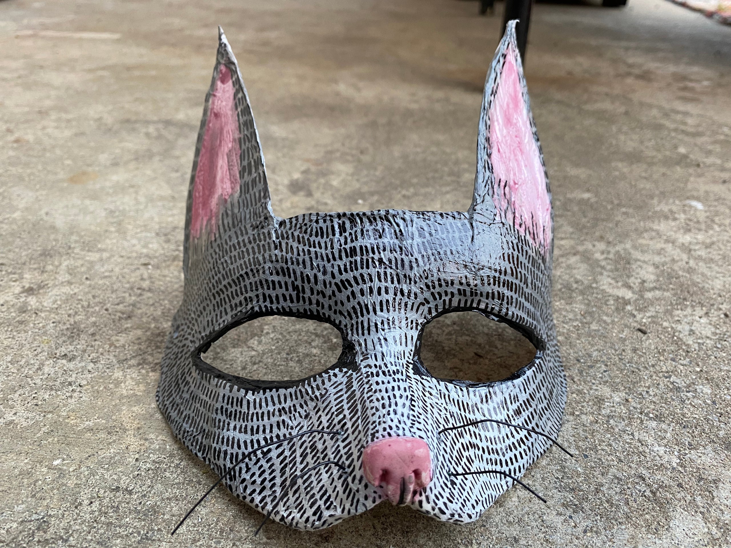 Cat- Hand made paper mache mask